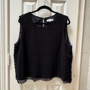 Calvin Klein 1X Lined Sleeveless Crochet Crop Top, Black